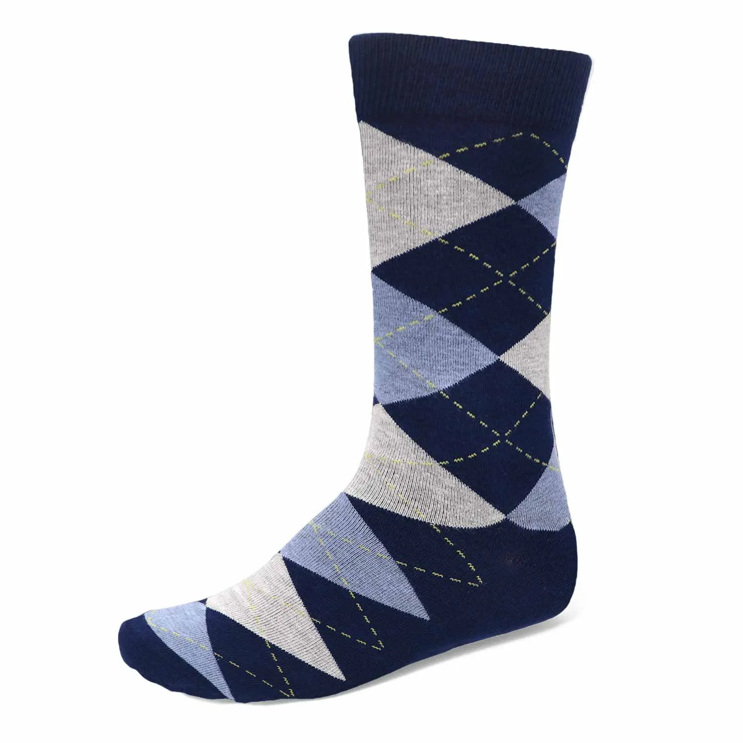 Men's Navy Blue and Periwinkle Argyle Socks sold by TieMart