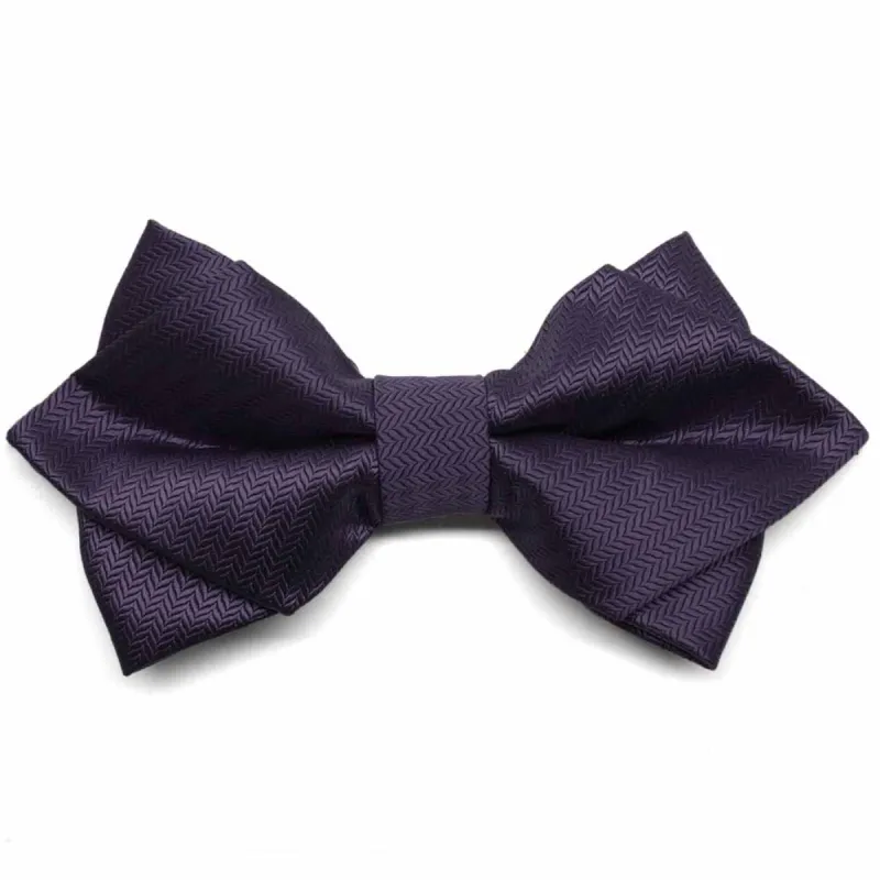 Lapis Purple Herringbone Diamond Tip Bow Tie sold by TieMart