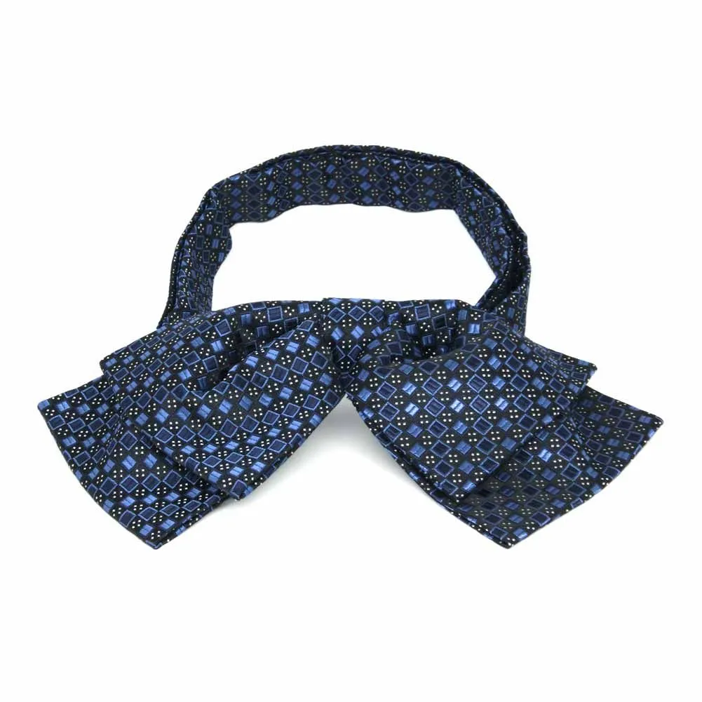 Brilliant Blue Marie Square Pattern Floppy Bow Tie sold by TieMart