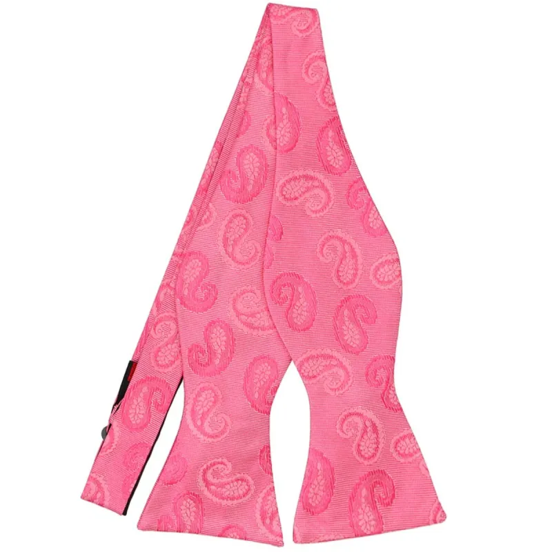 Bright Fuchsia Elias Paisley Self-Tie Bow Tie sold by TieMart