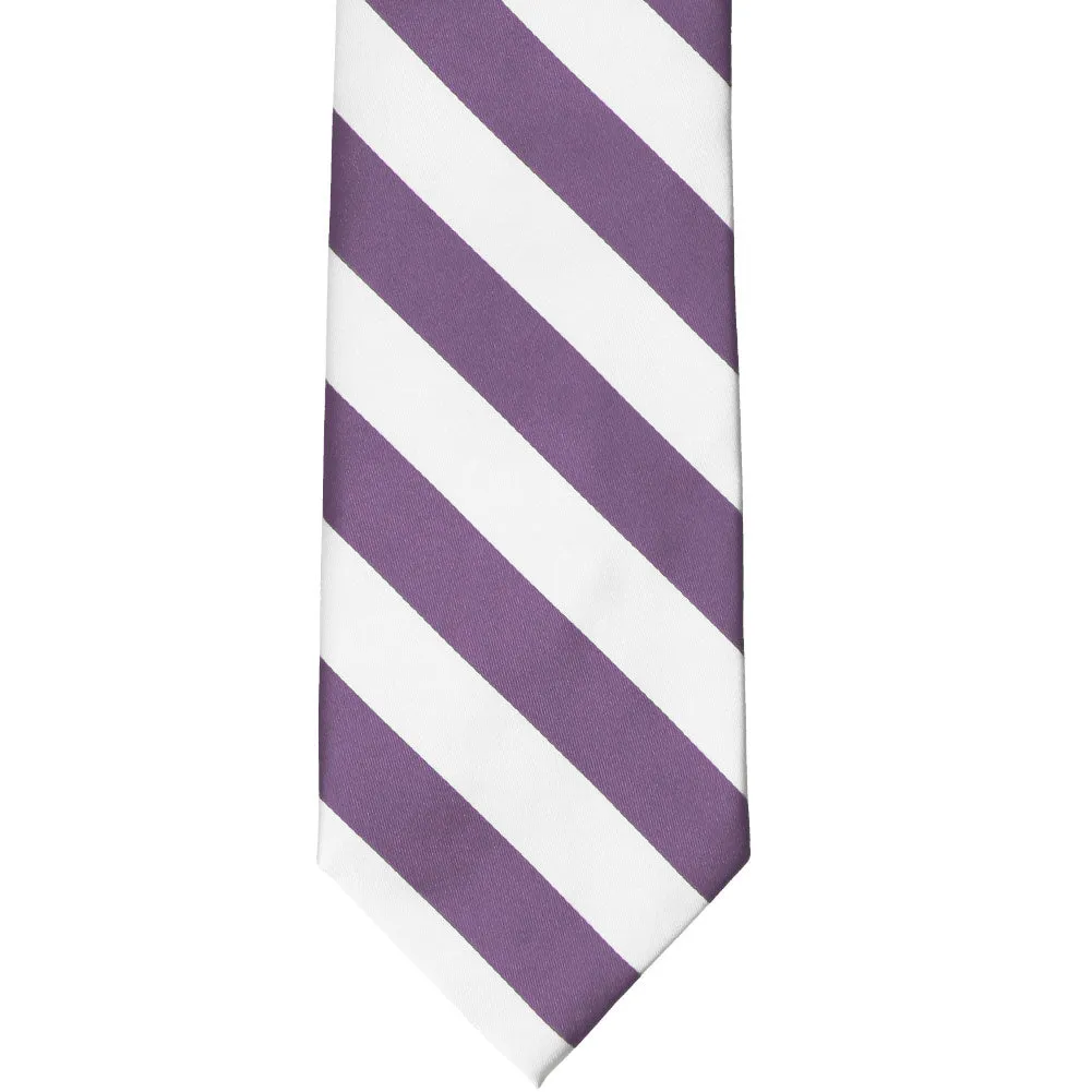 Wisteria Purple and White Striped Tie sold by TieMart product image thumbnail 3