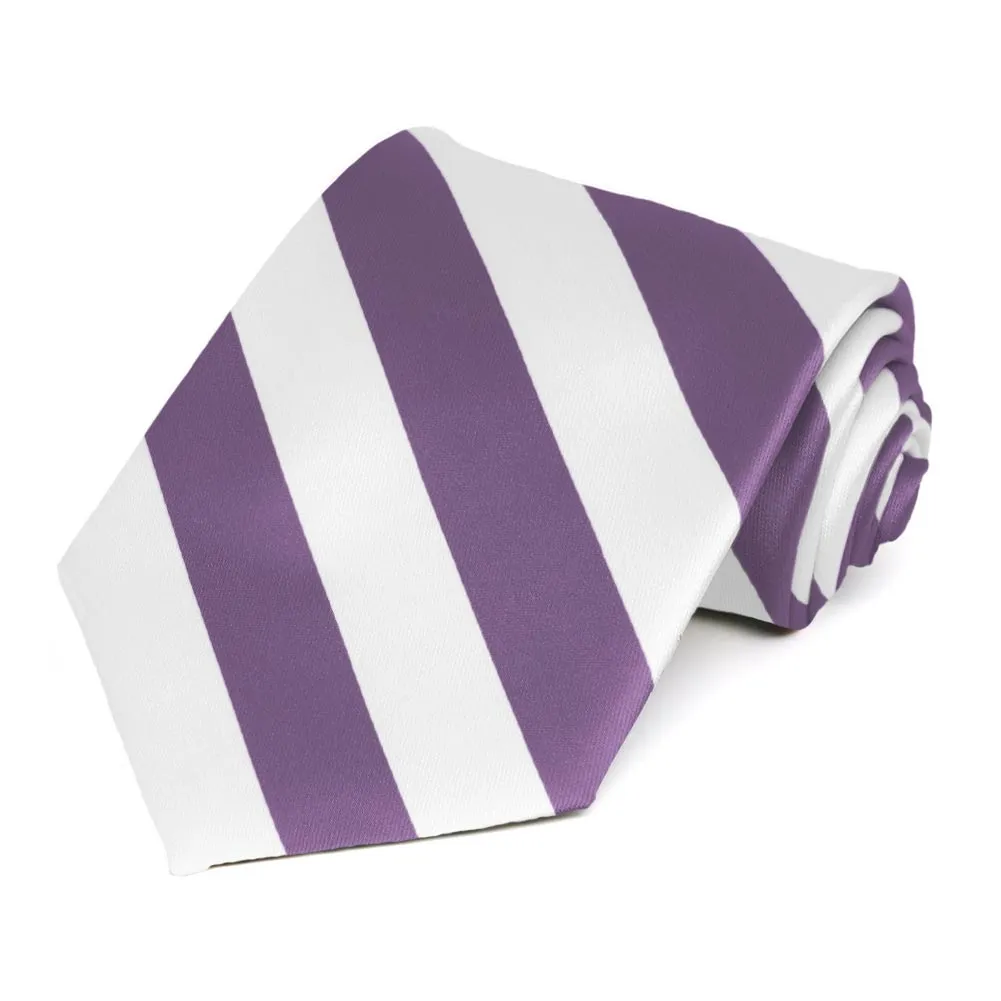 Wisteria Purple and White Striped Tie sold by TieMart