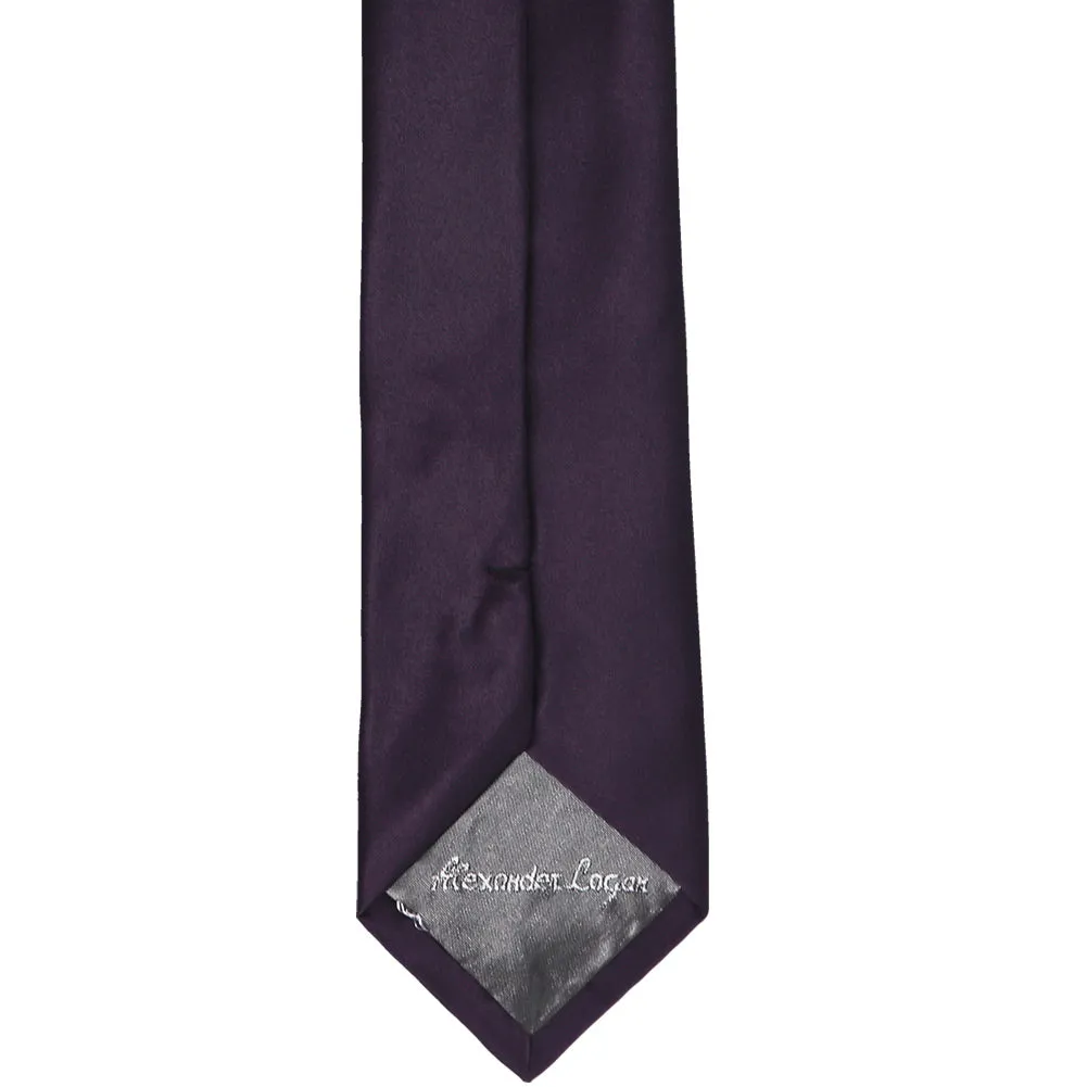 Dark Plum Slim Solid Color Necktie, 2.5" Width sold by TieMart product image thumbnail 4