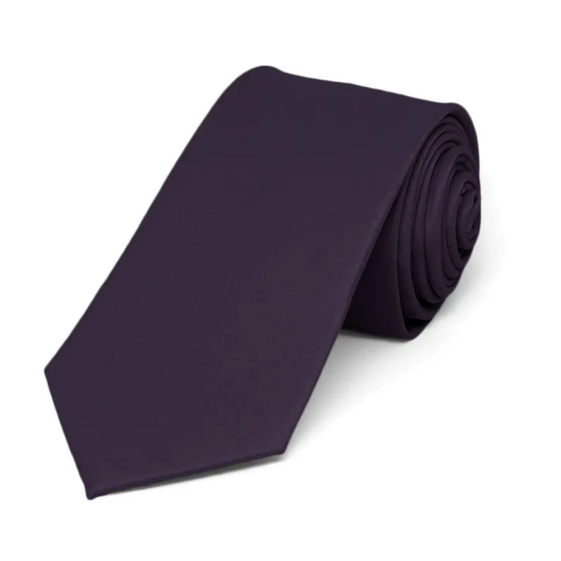 Dark Plum Slim Solid Color Necktie, 2.5" Width sold by TieMart