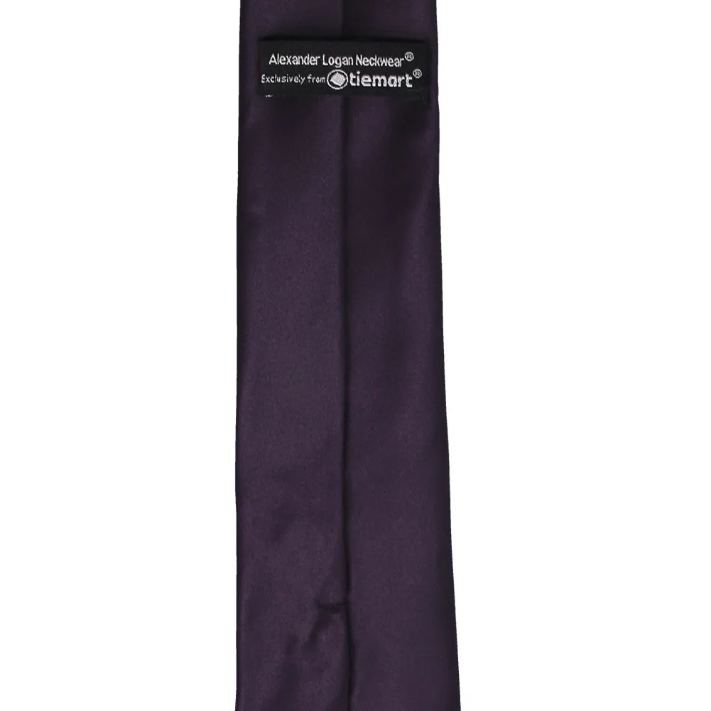 Dark Plum Slim Solid Color Necktie, 2.5" Width sold by TieMart product image thumbnail 3