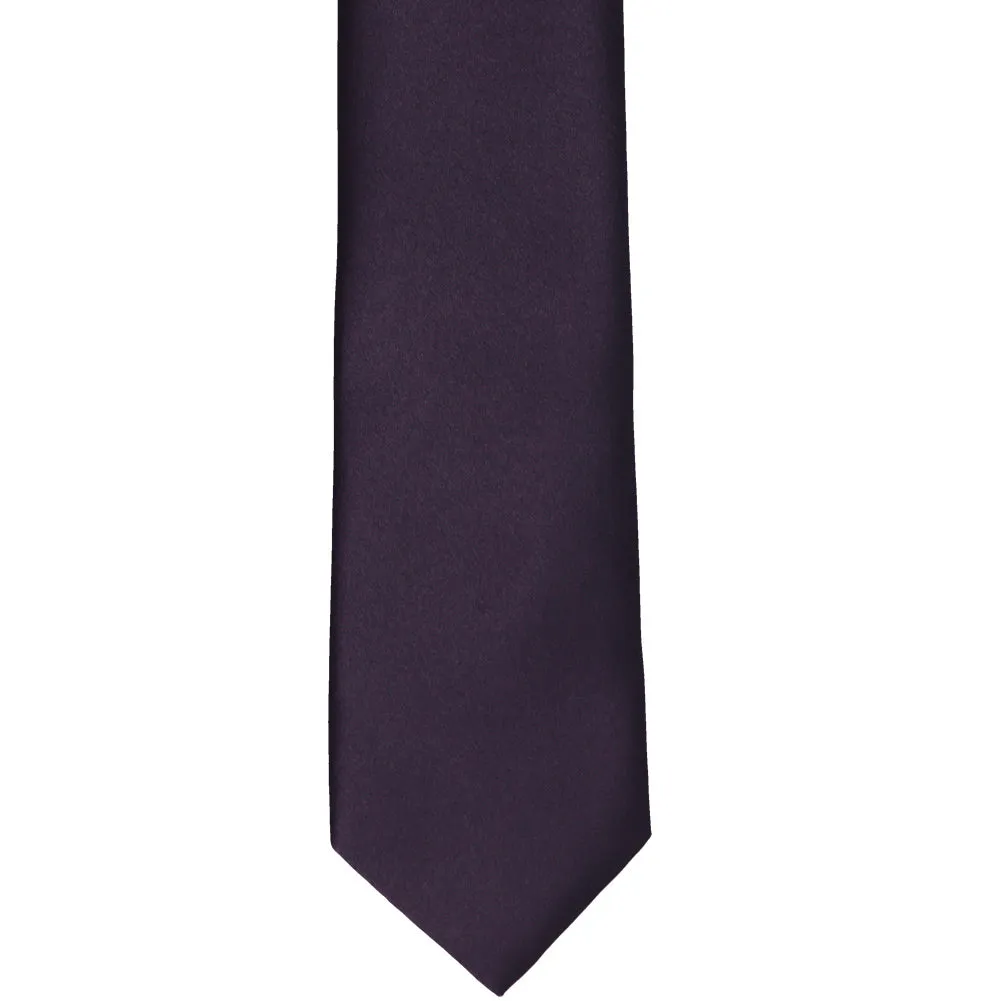 Dark Plum Slim Solid Color Necktie, 2.5" Width sold by TieMart product image thumbnail 2