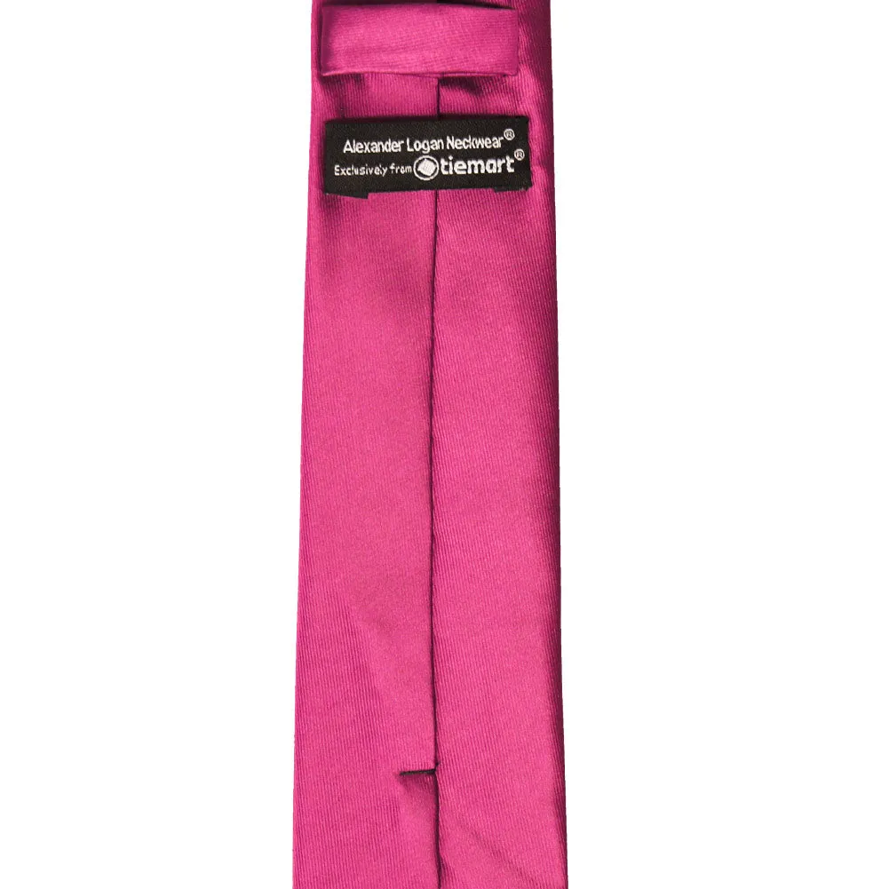 Fuchsia Slim Solid Color Necktie, 2.5" Width sold by TieMart product image thumbnail 3