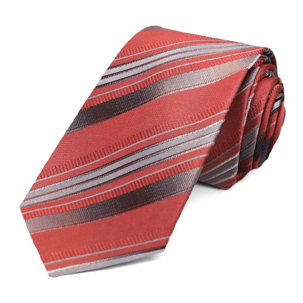 Rust Blackshear Striped Slim Necktie sold by TieMart