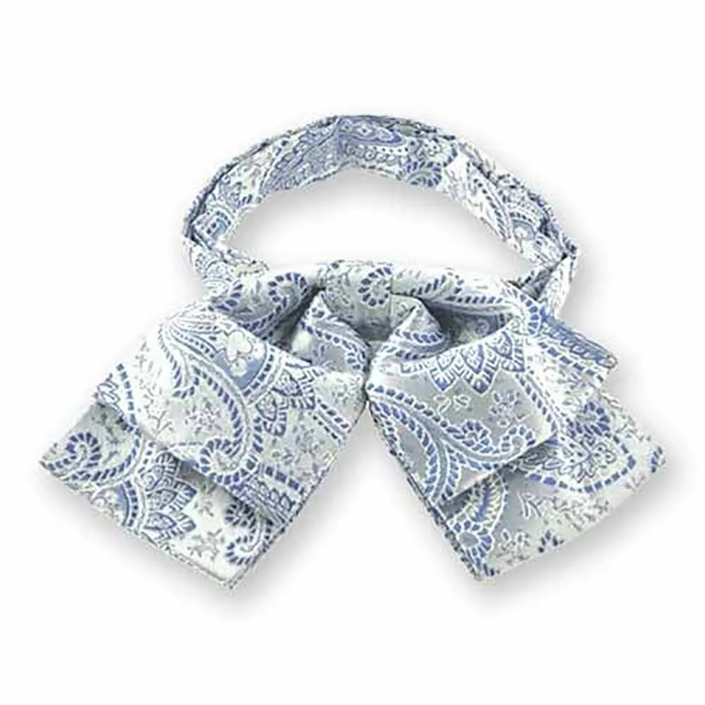 Pastel Blue Clara Paisley Floppy Bow Tie sold by TieMart