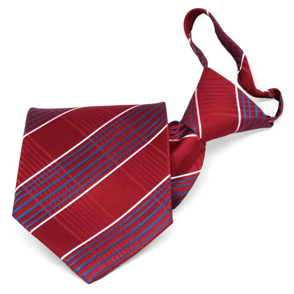 Dark Red Jeffrey Plaid Zipper Tie sold by TieMart