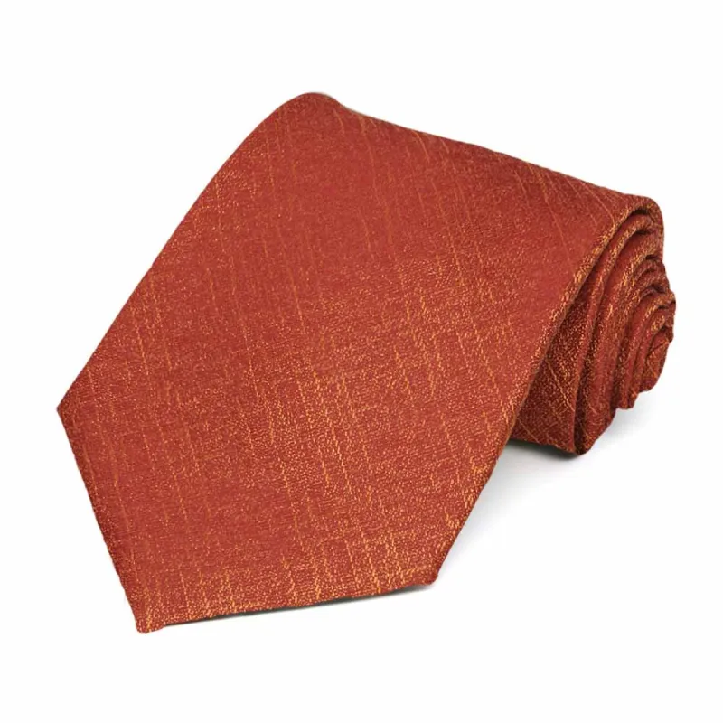 Burnt Orange Steward Crosshatch Cotton/Silk Necktie sold by TieMart
