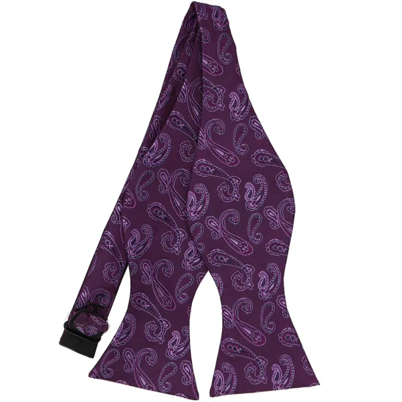 Eggplant Purple Baker Paisley Self-Tie Bow Tie sold by TieMart