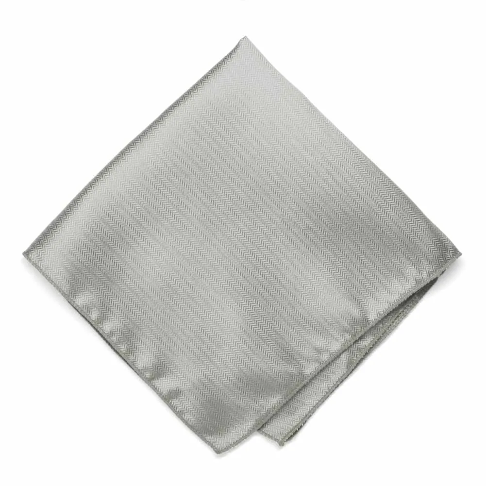 Gray Herringbone Silk Pocket Square sold by TieMart