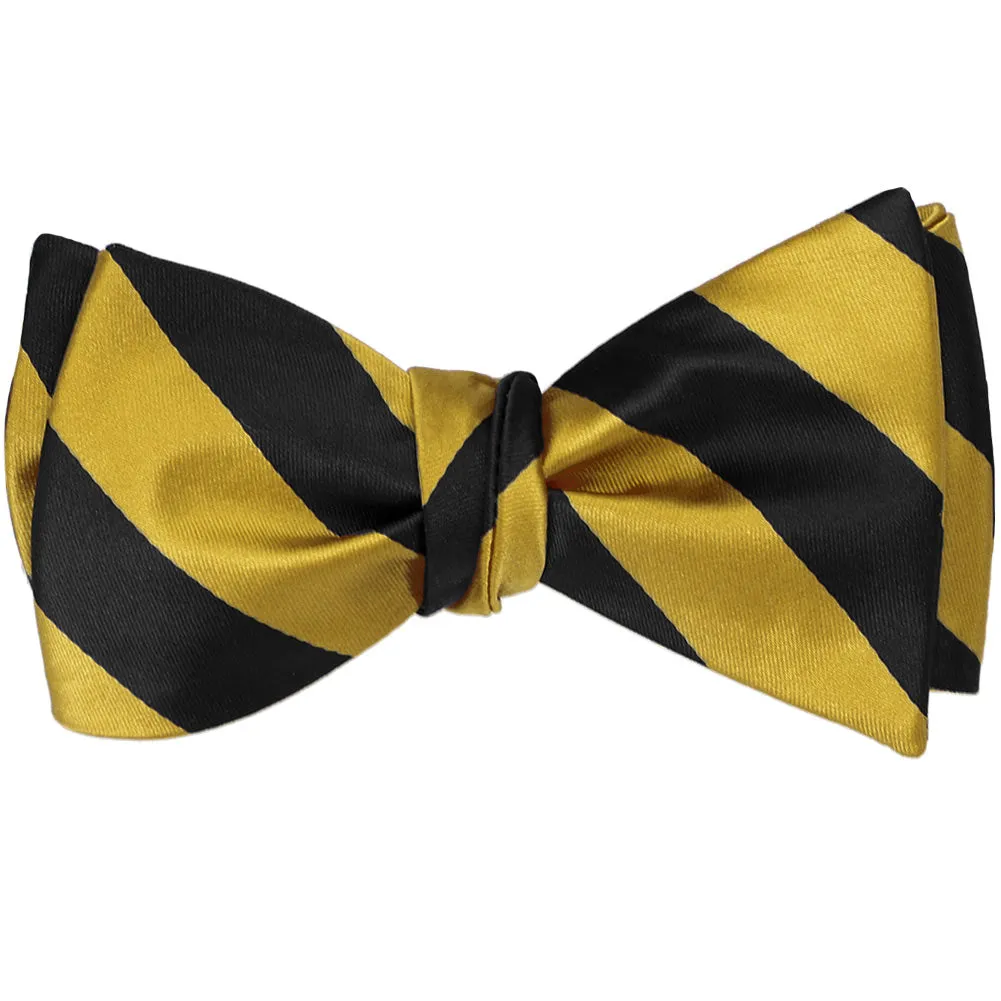 Black and Gold Striped Self-Tie Bow Tie sold by TieMart product image thumbnail 2