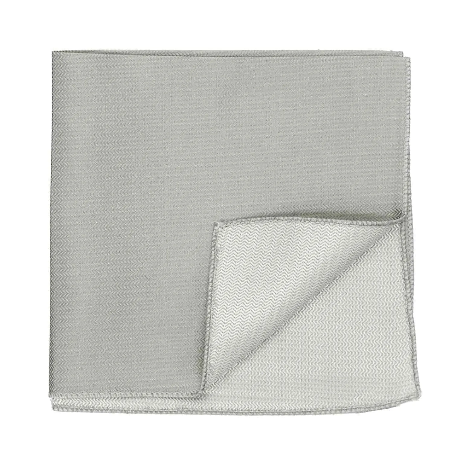 Gray Herringbone Silk Pocket Square sold by TieMart product image thumbnail 2