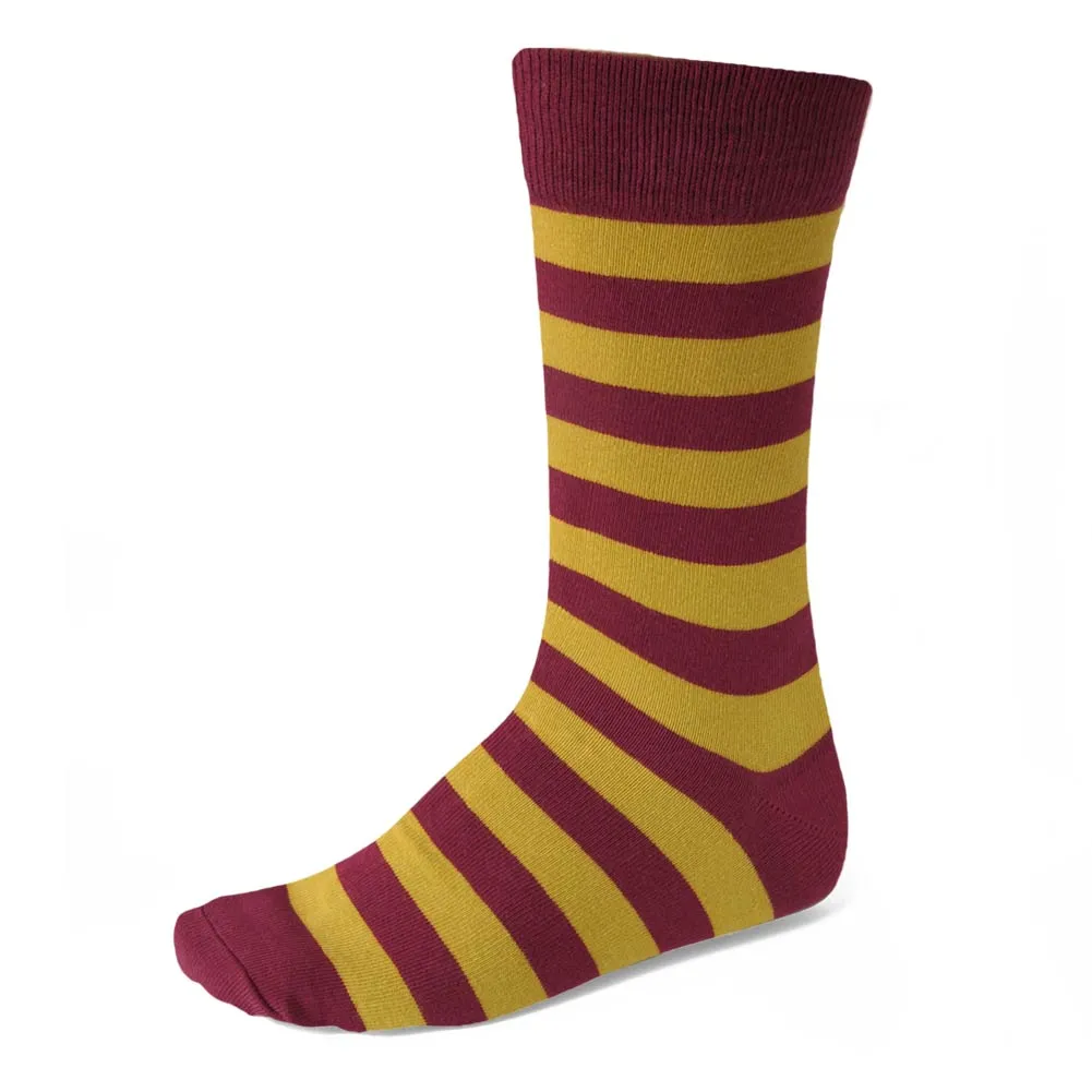 Men's Maroon and Gold Striped Socks sold by TieMart