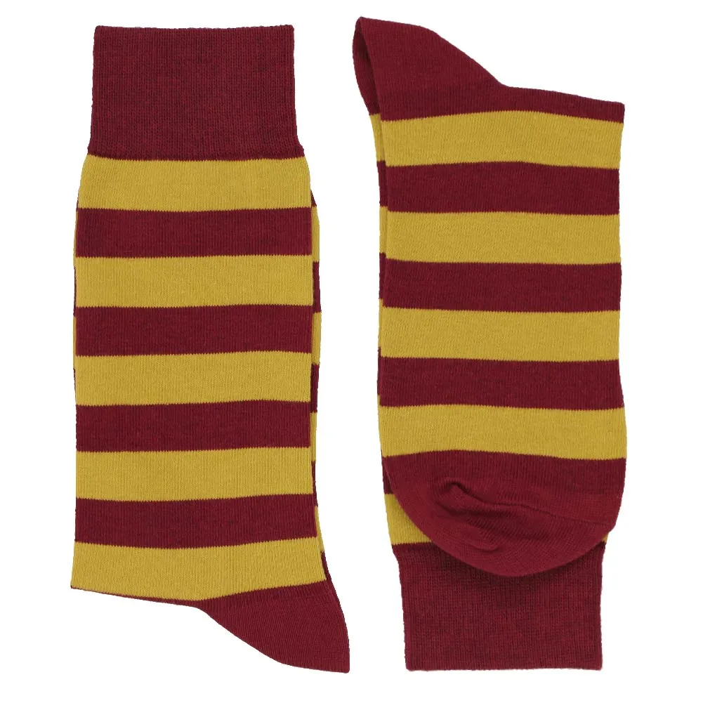 Men's Maroon and Gold Striped Socks sold by TieMart product image thumbnail 2