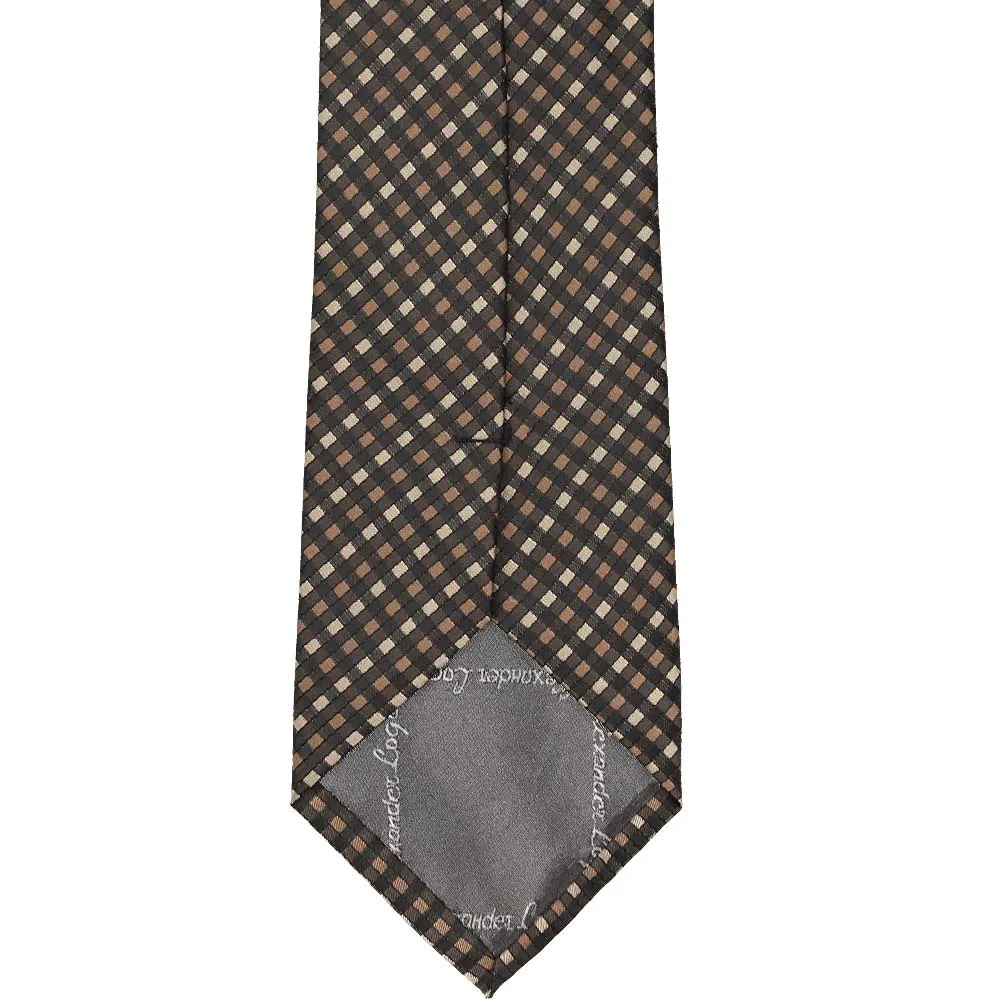 Light Brown George Plaid Extra Long Necktie sold by TieMart product image thumbnail 4