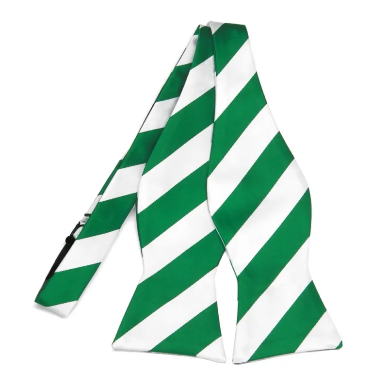 Kelly Green and White Striped Self-Tie Bow Tie sold by TieMart
