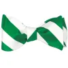Kelly Green and White Striped Self-Tie Bow Tie sold by TieMart