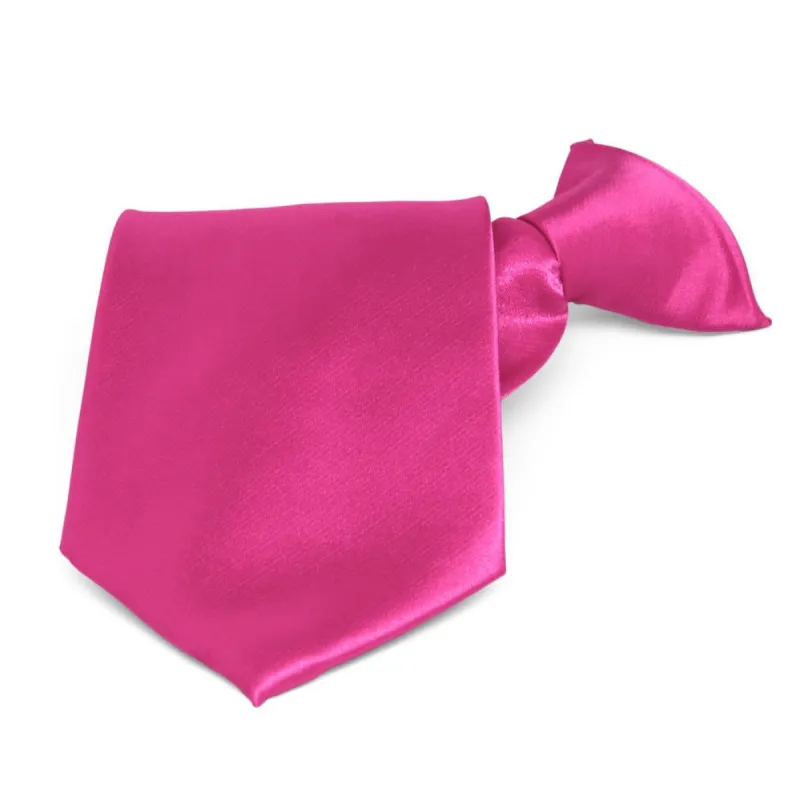 Bright Fuchsia Solid Color Clip-On Tie sold by TieMart