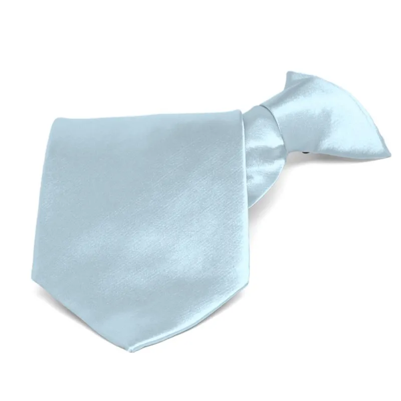 Pale Blue Solid Color Clip-On Tie sold by TieMart