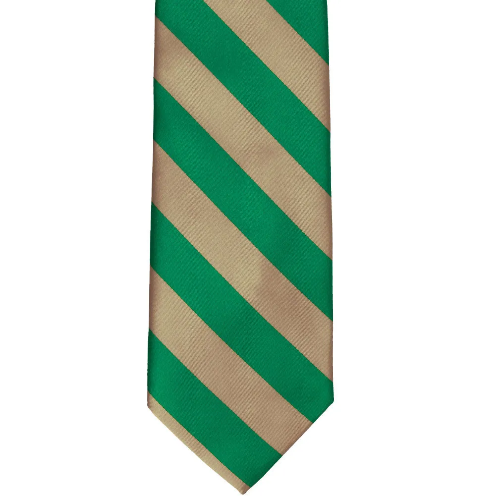 Green and Tan Striped Tie sold by TieMart product image thumbnail 3