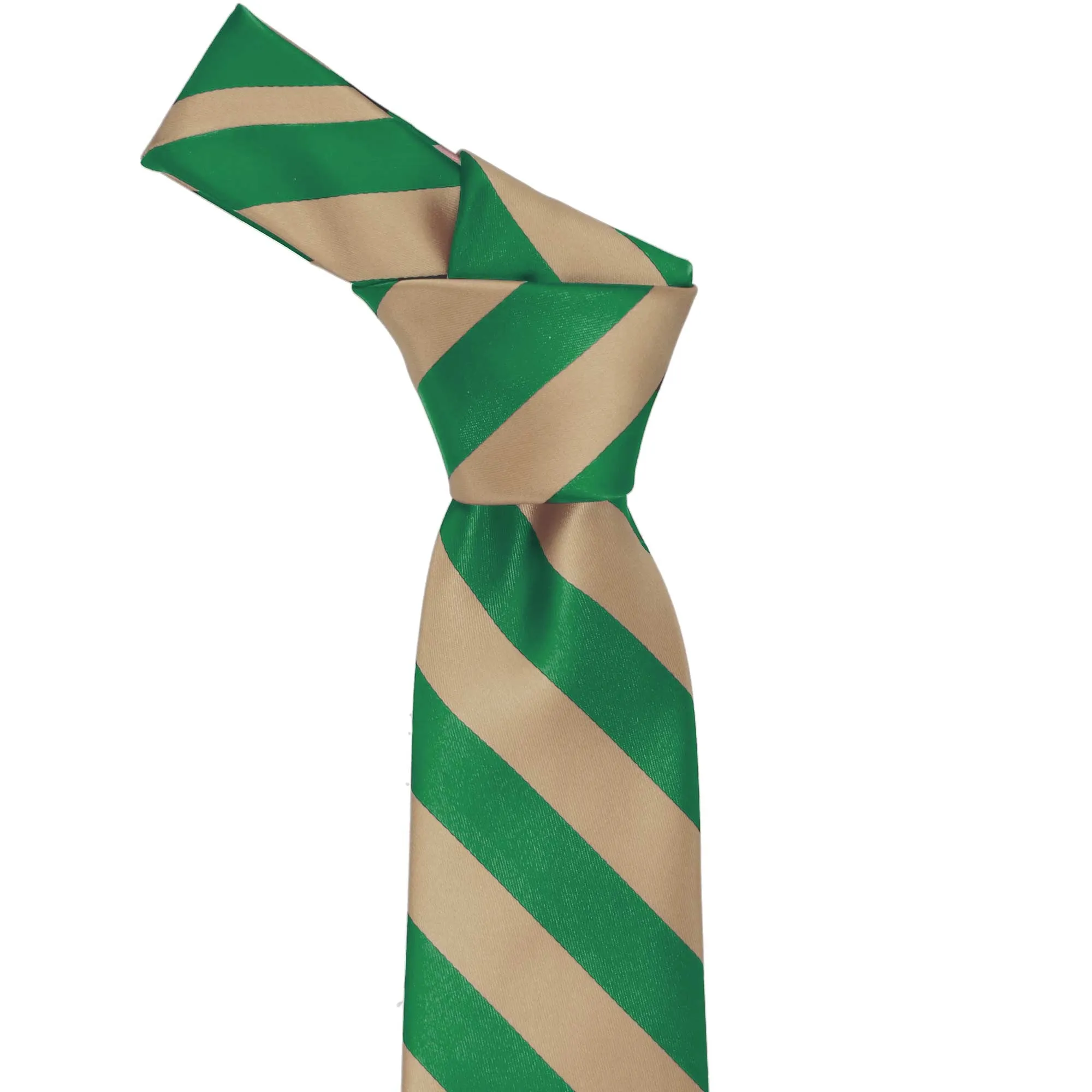 Green and Tan Striped Tie sold by TieMart product image thumbnail 2