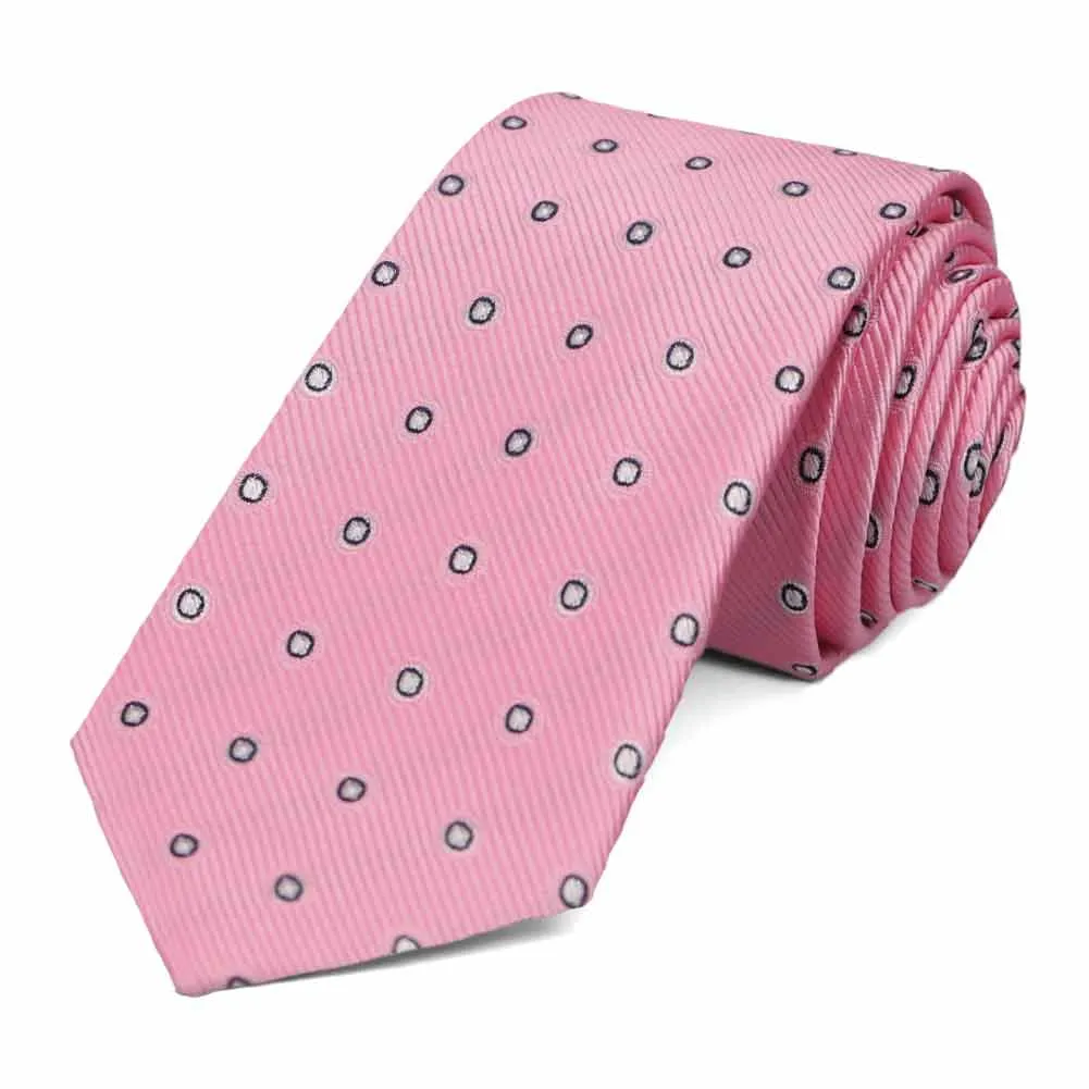 Pink Willoughby Dotted Slim Necktie sold by TieMart
