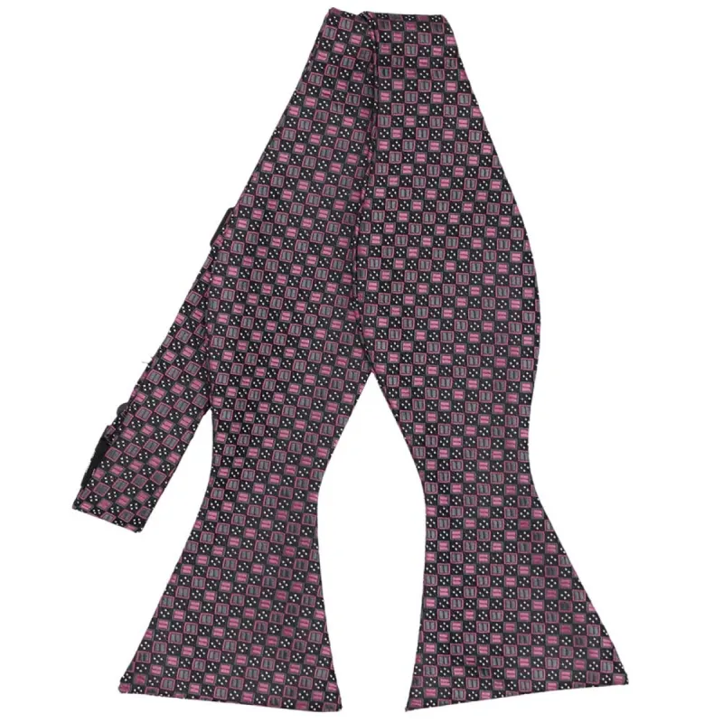 Dark Pink Marie Square Pattern Self-Tie Bow Tie sold by TieMart