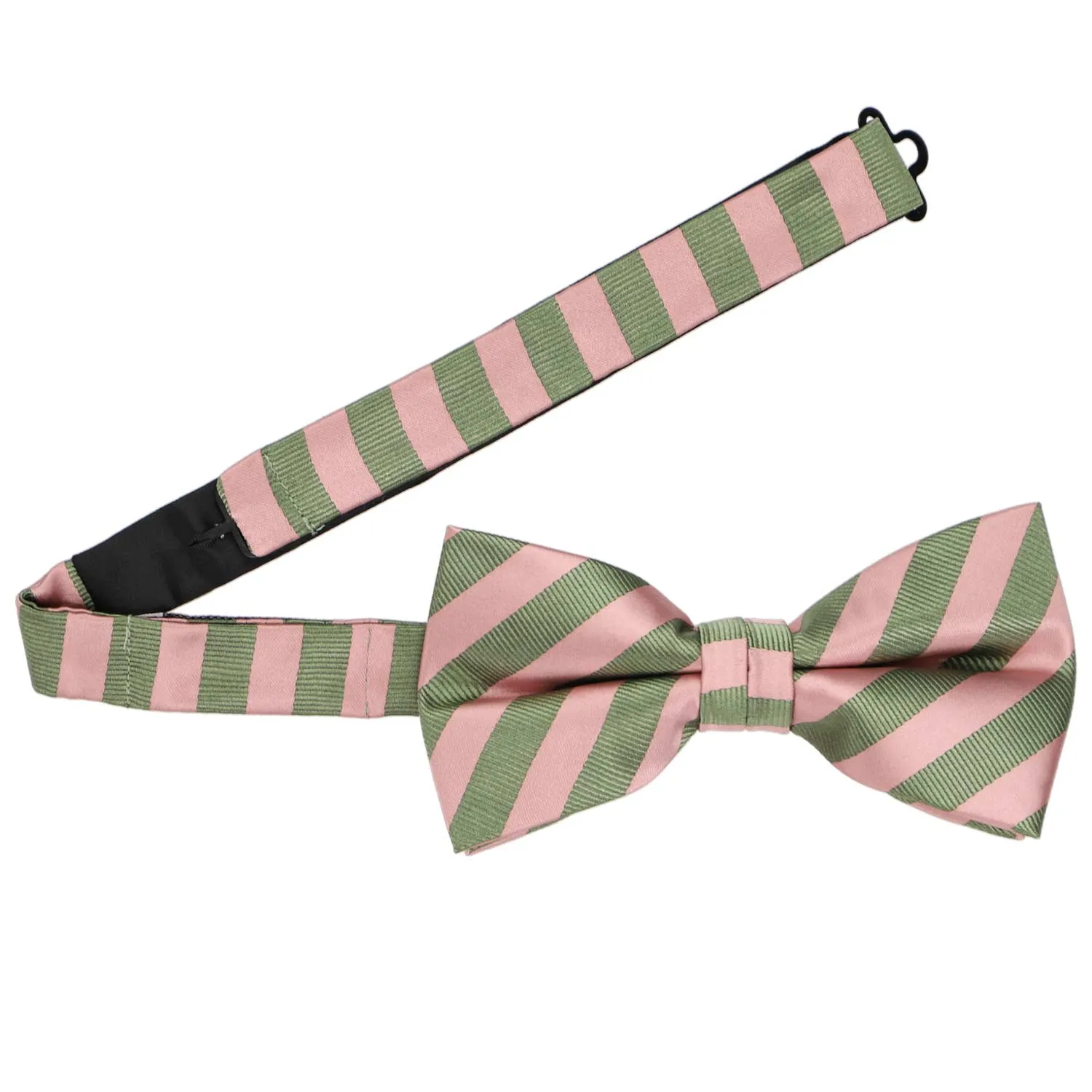 Dusty Pink and Peridot Formal Striped Bow Tie sold by TieMart product image thumbnail 3