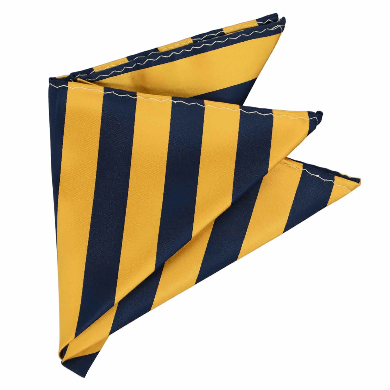Navy Blue and Golden Yellow Striped Pocket Square sold by TieMart product image thumbnail 3