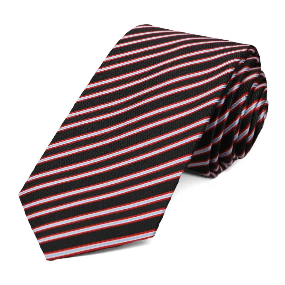 Black Alice Striped Slim Necktie sold by TieMart