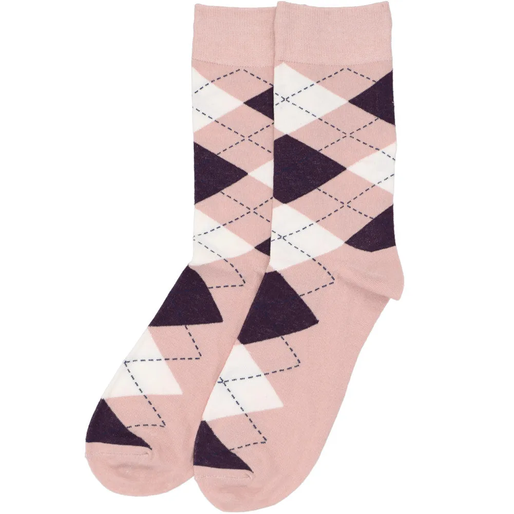 Men's Blush Pink and Eggplant Purple Argyle Socks sold by TieMart product image thumbnail 3