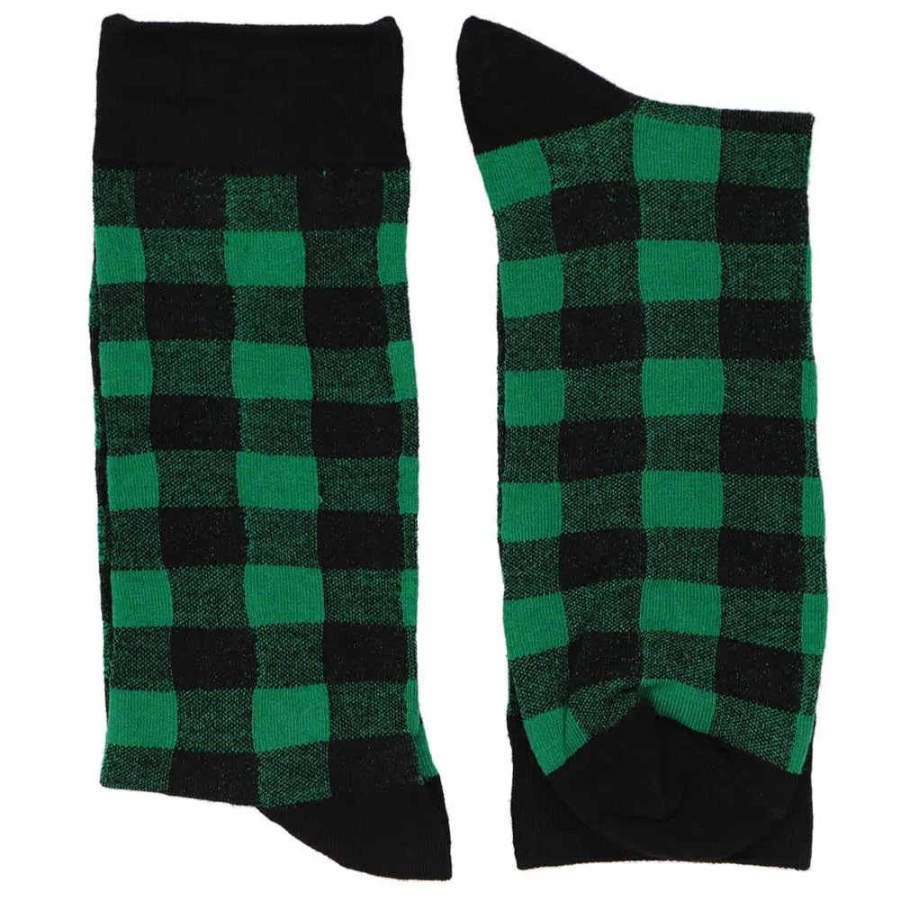 Men's Green and Black Buffalo Plaid Socks sold by TieMart product image thumbnail 2