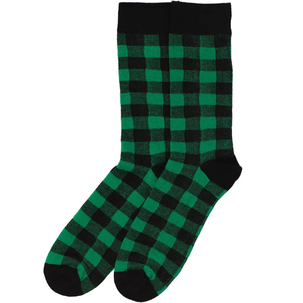 Men's Green and Black Buffalo Plaid Socks sold by TieMart product image thumbnail 3