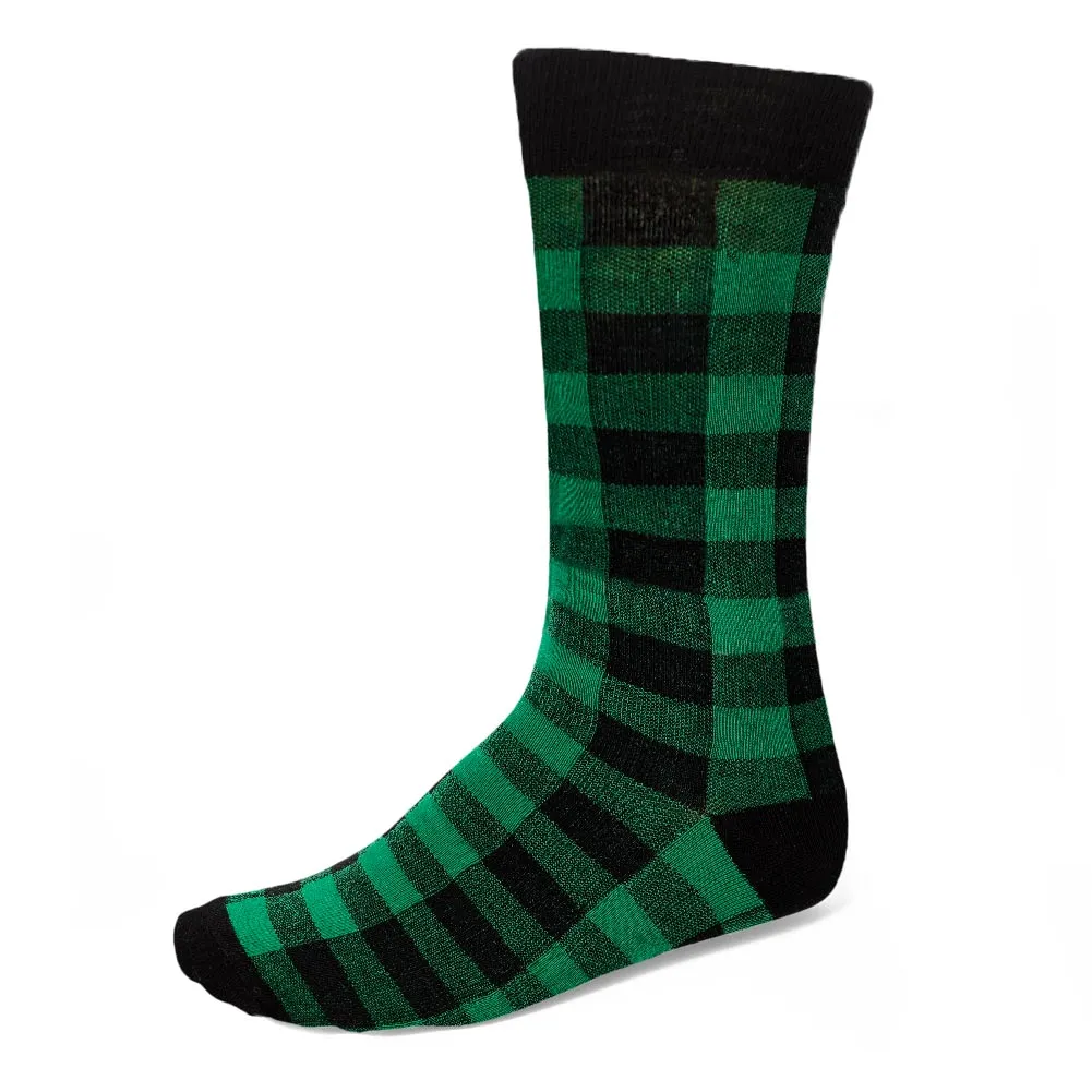 Men's Green and Black Buffalo Plaid Socks sold by TieMart