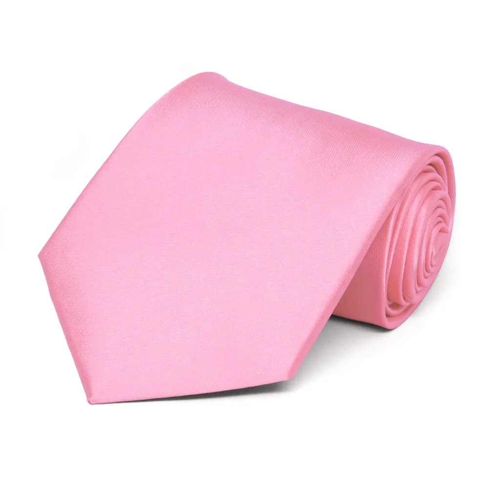 Pink Extra Long Solid Color Necktie sold by TieMart