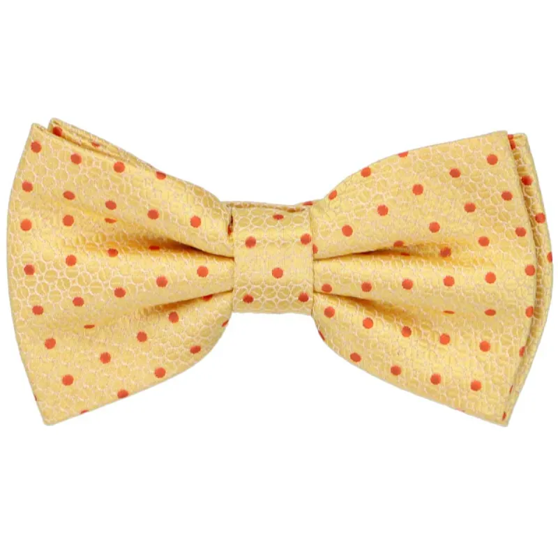 Sunflower Yellow and Orange Bamba Dot Bow Tie sold by TieMart