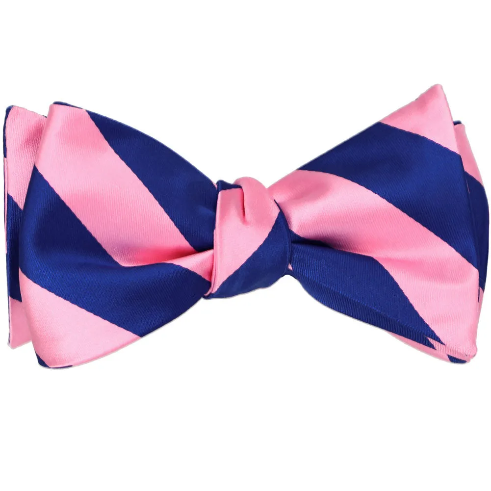Pink and Royal Blue Striped Self-Tie Bow Tie sold by TieMart product image thumbnail 2