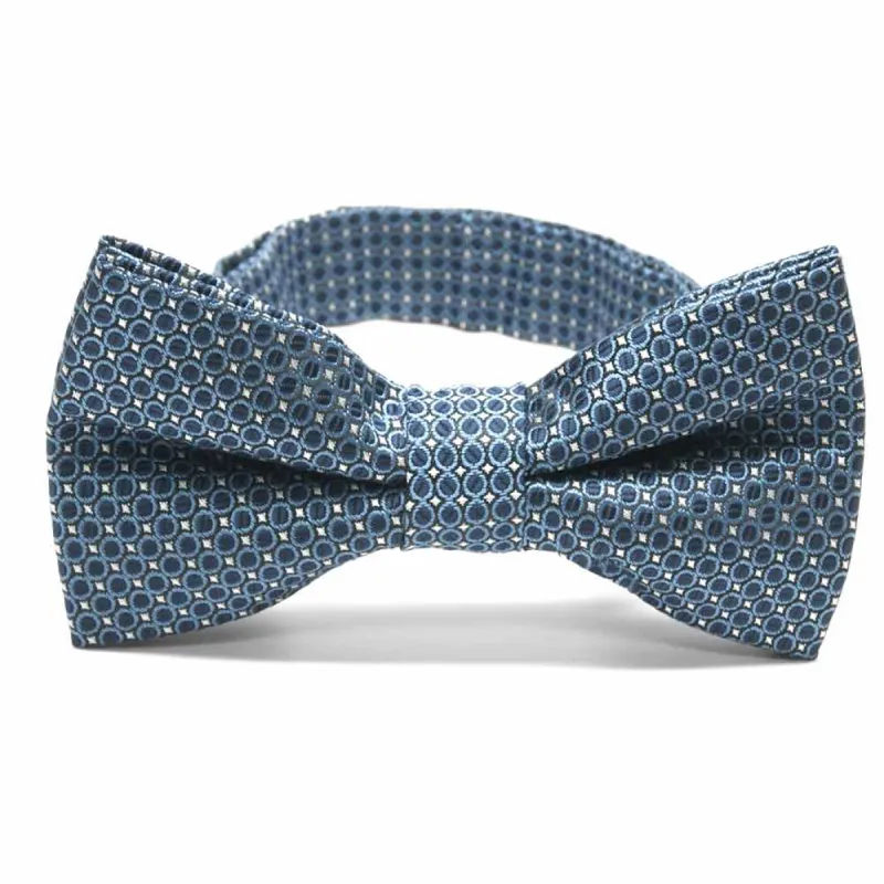 Dark Blue Henry Grain Pattern Band Collar Bow Tie sold by TieMart