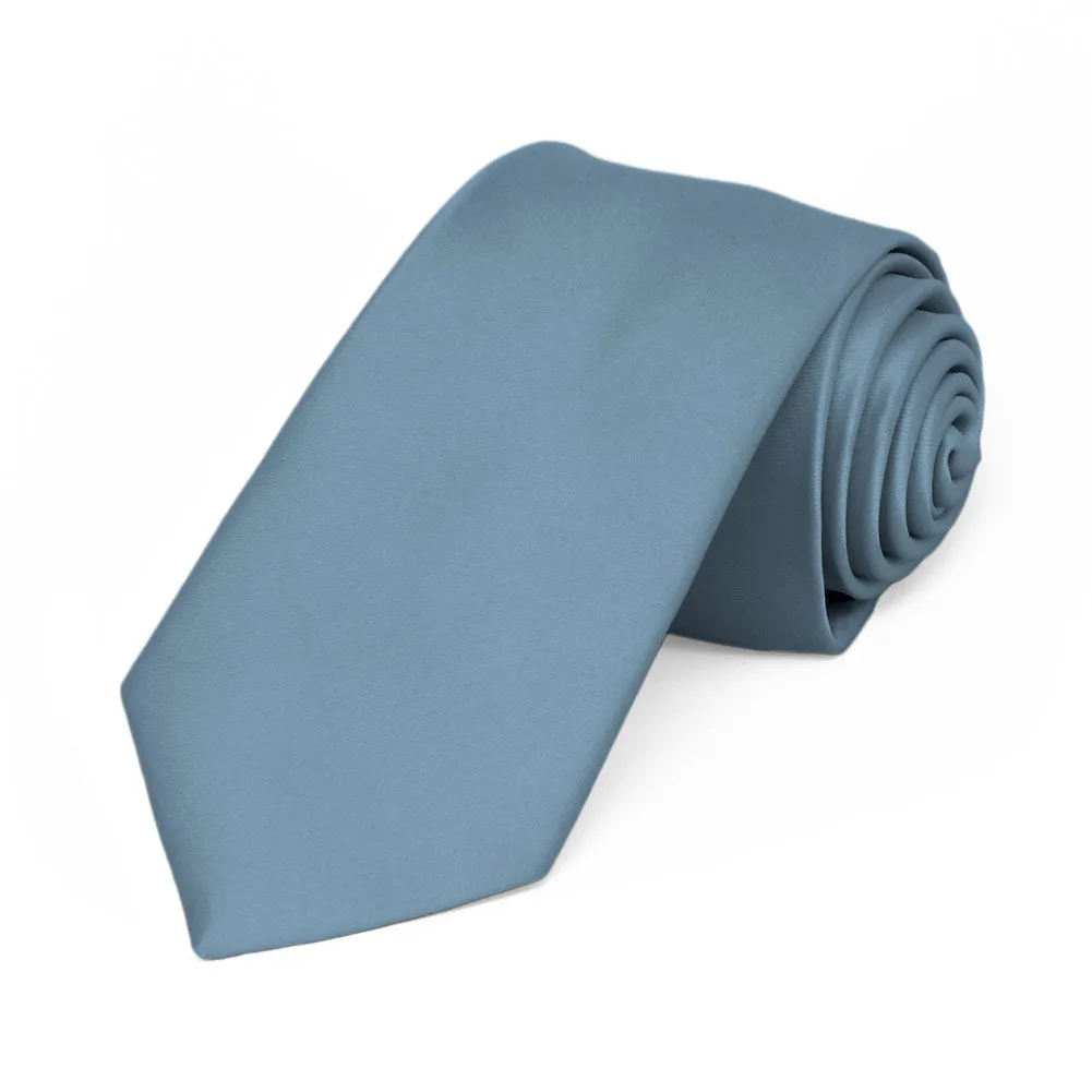 Serene Blue Premium Slim Necktie, 2.5" Width sold by TieMart
