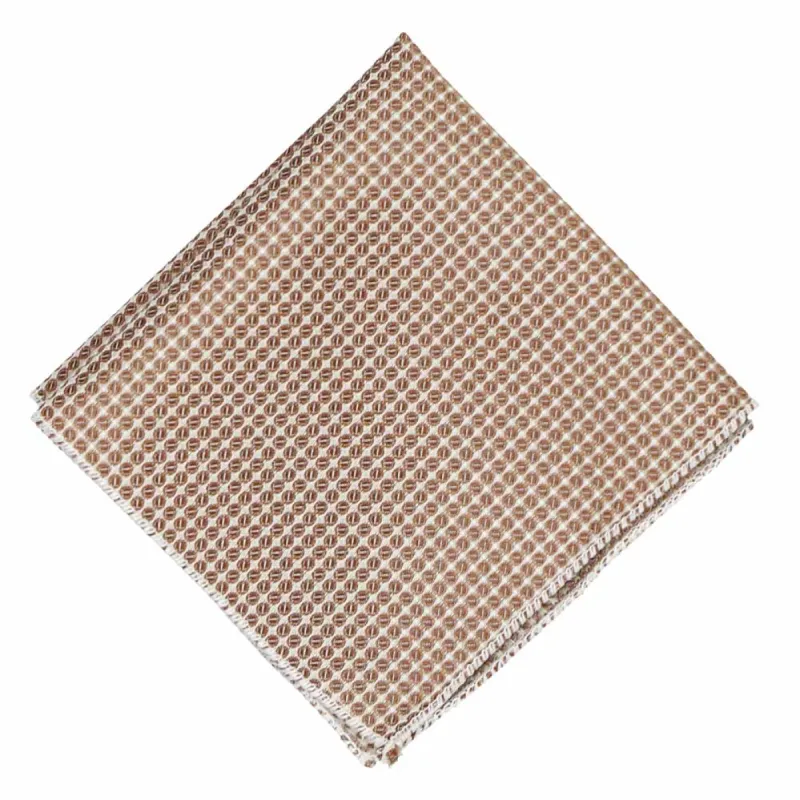 Light Brown Henry Grain Pattern Pocket Square sold by TieMart
