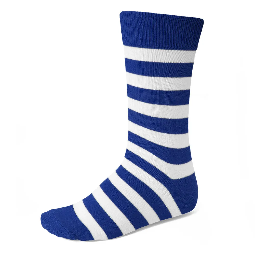 Men's Royal Blue and White Striped Socks sold by TieMart