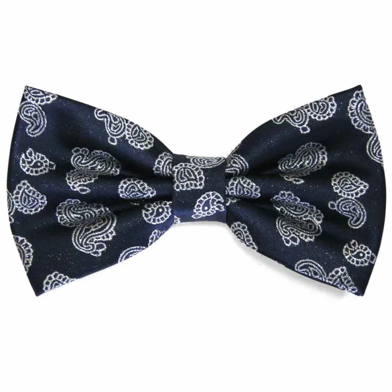 Navy Blue Ivanhoe Paisley Bow Tie sold by TieMart
