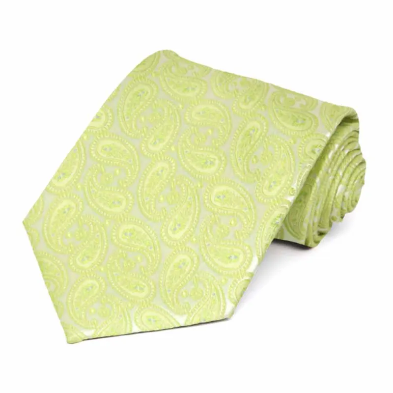 Apple Green Darlene Paisley Extra Long Necktie sold by TieMart