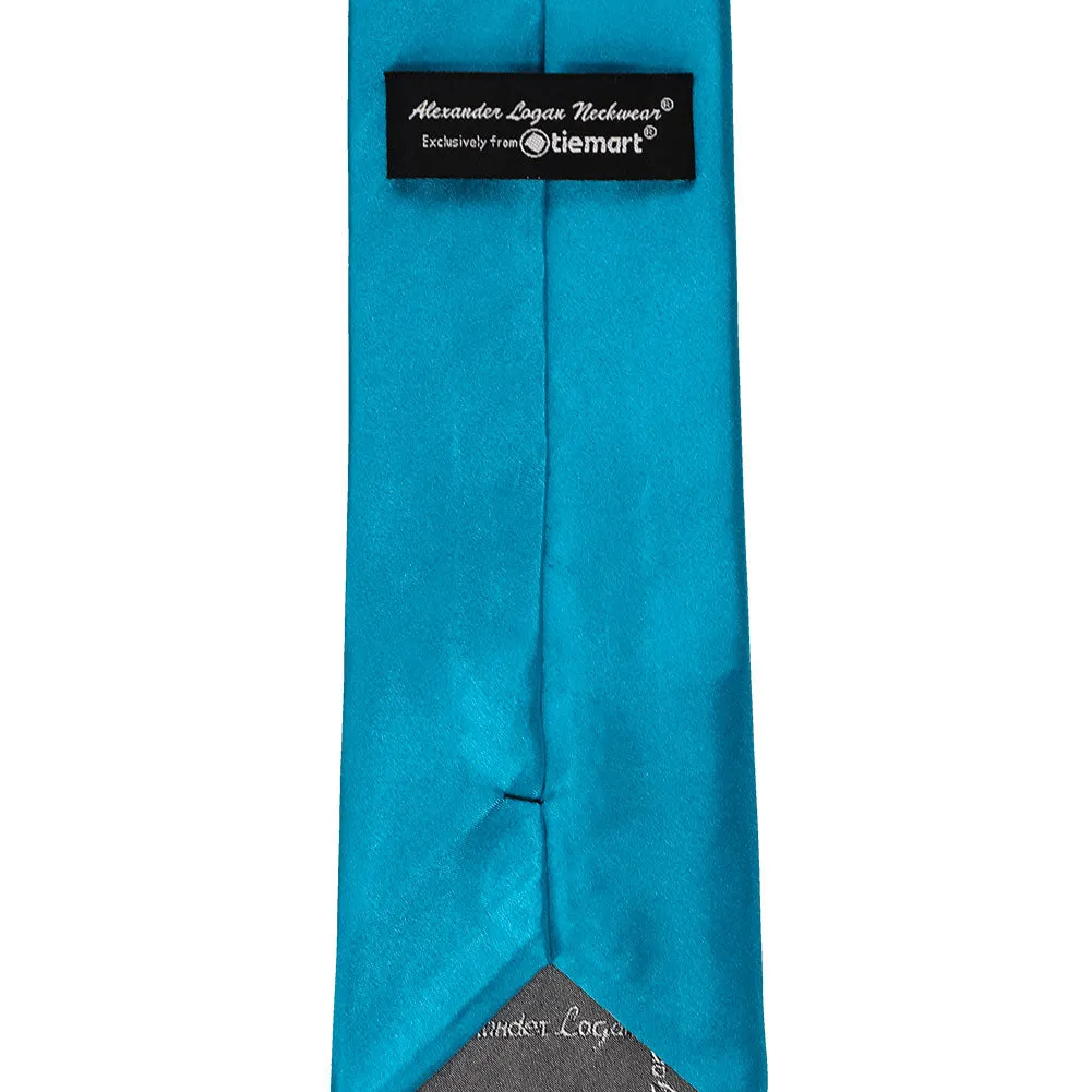 Caribbean Blue Solid Color Necktie sold by TieMart product image thumbnail 3
