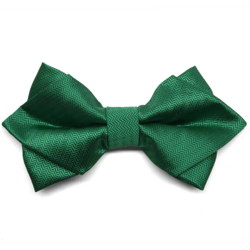 Kelly Green Herringbone Diamond Tip Bow Tie sold by TieMart