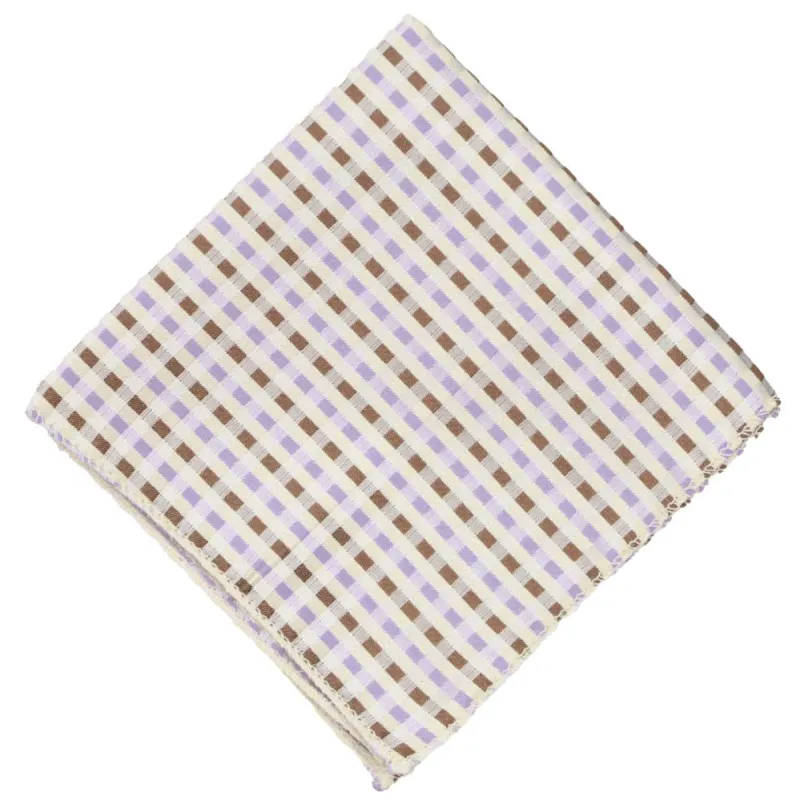 Cream George Plaid Pocket Square sold by TieMart