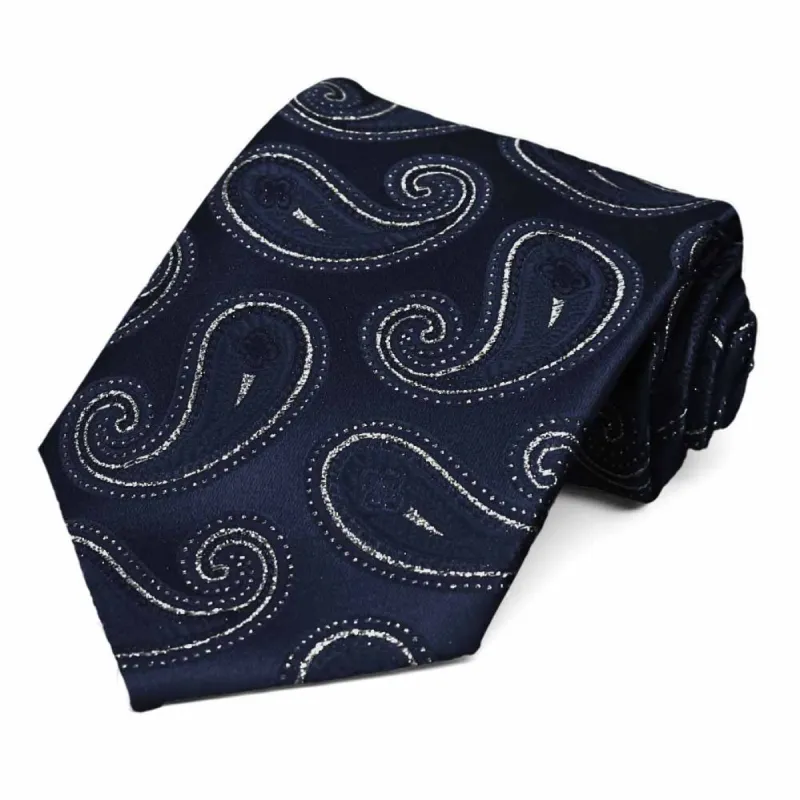 Navy Blue Berkshire Paisley Necktie sold by TieMart